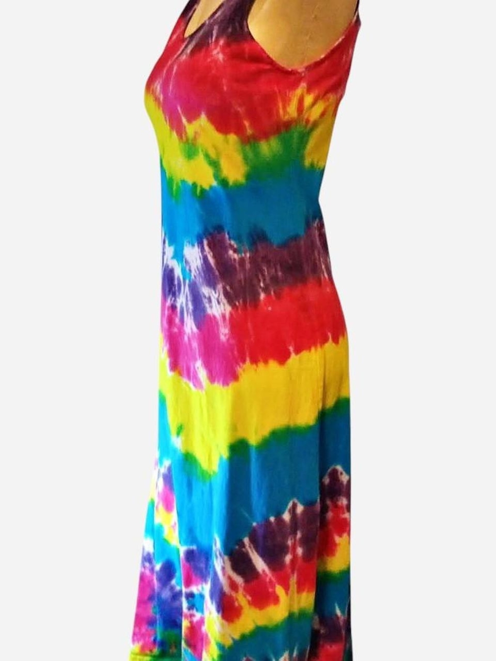 Vibrant Rainbow Tie-Dye Sleeveless Maxi Dress - Picture 3 of 3